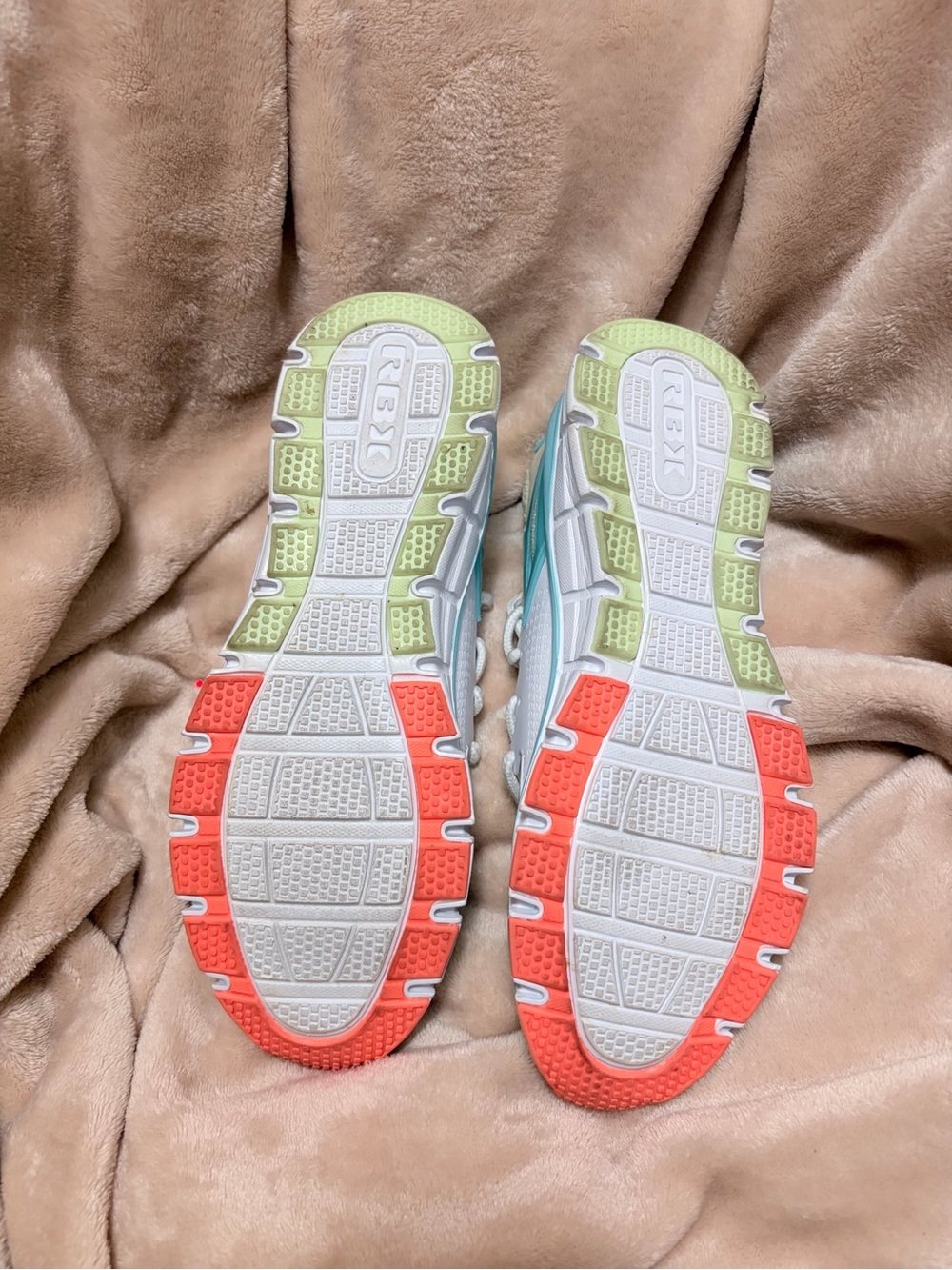 Reebok Mint Green and Light Blue Sneakers with Orange Heel Tab - Picture 5 of 5